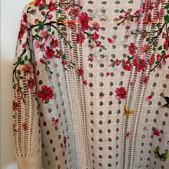Floral Embroidered Women's Cardigan - Cream - Picture 7 of 7